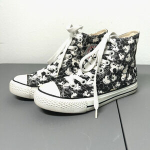 Disney Mickey Mouse High Top Sneakers Youth 4 Eu 36 Black Canvas Mickey Print